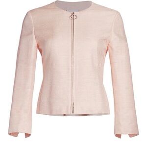 AKRIS PUNTO Women’s Pale Peach Mulberry Silk Blazer Jacket Full Zip Crop Size 4